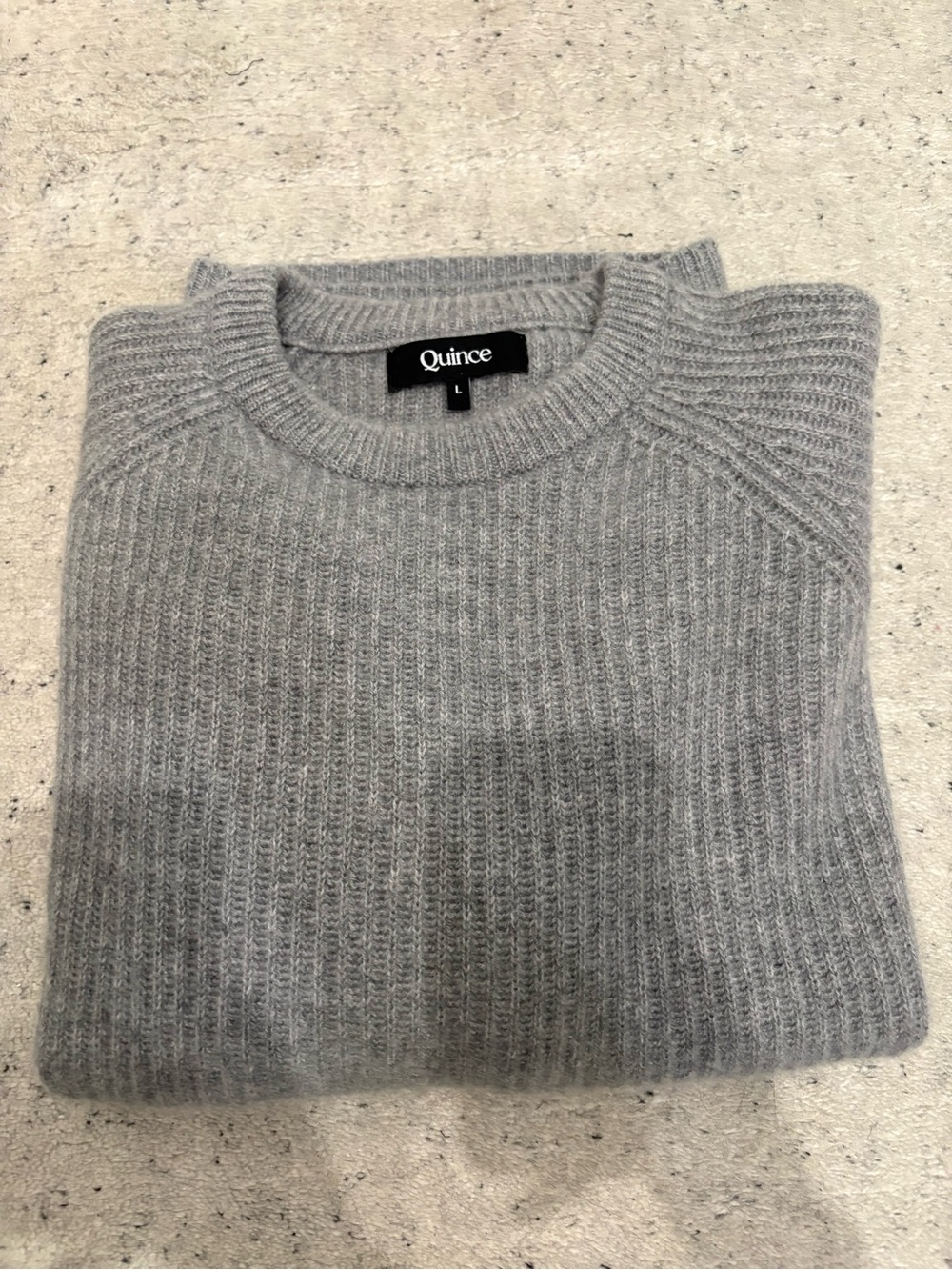 Quince Men's cashmere fisherman Crewneck Sweater in Light Gray - large
